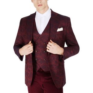 Tayion Collection Mens Classic-Fit Paisley Sport Coat 42 Long Red/Blue  NWT $425